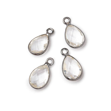 11x8mm Black Gold Bezel Crystal Quartz Faceted Pear Focal Pendants Set of 4 pieces (ONLINE ORDER ONLY)