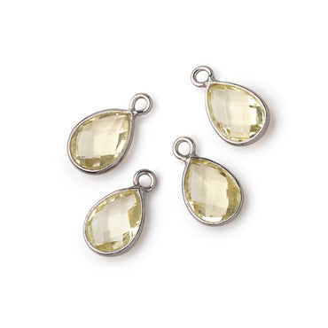 11x8mm Black Gold Bezel Lemon Quartz Faceted Pear Focal Pendants Set of 4 pieces (ONLINE ORDER ONLY)