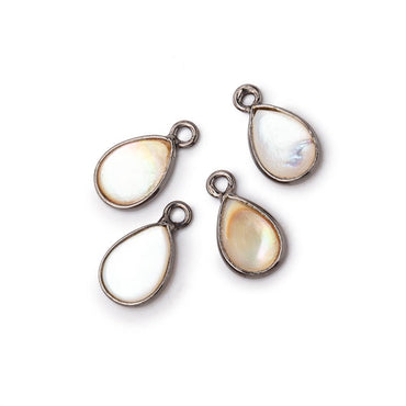 11x8mm Black Gold Bezel Mother of Pearl Pear Focal Pendants Set of 4 pieces (ONLINE ORDER ONLY)