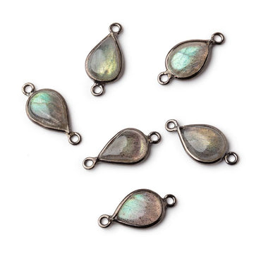 11x8mm Black Gold Bezeled Labradorite plain pear Connector 1 piece (ONLINE ORDER ONLY)