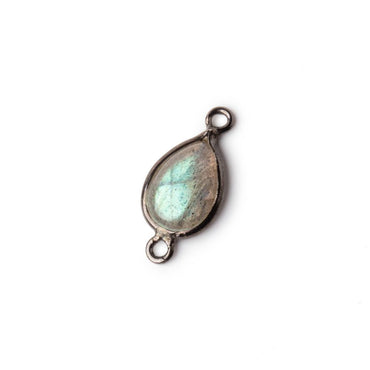 11x8mm Black Gold Bezeled Labradorite plain pear Connector 1 piece (ONLINE ORDER ONLY)
