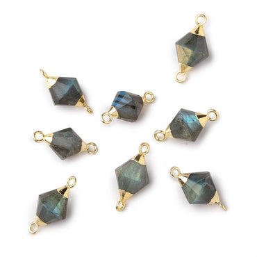 11x8mm Gold Leaf Labradorite Faceted Bi-Cone Connector 1 focal piece (ONLINE ORDER ONLY)