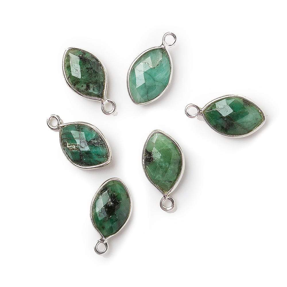 11x8mm Silver Bezel Emerald Marquise Pendant 1 piece (ONLINE ORDER ONLY)