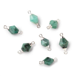 11x8mm Silver Leaf Emerald Faceted Bi-Cone Connector 1 focal piece (ONLINE ORDER ONLY)