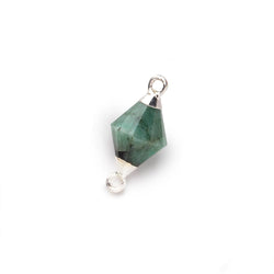 11x8mm Silver Leaf Emerald Faceted Bi-Cone Connector 1 focal piece (ONLINE ORDER ONLY)