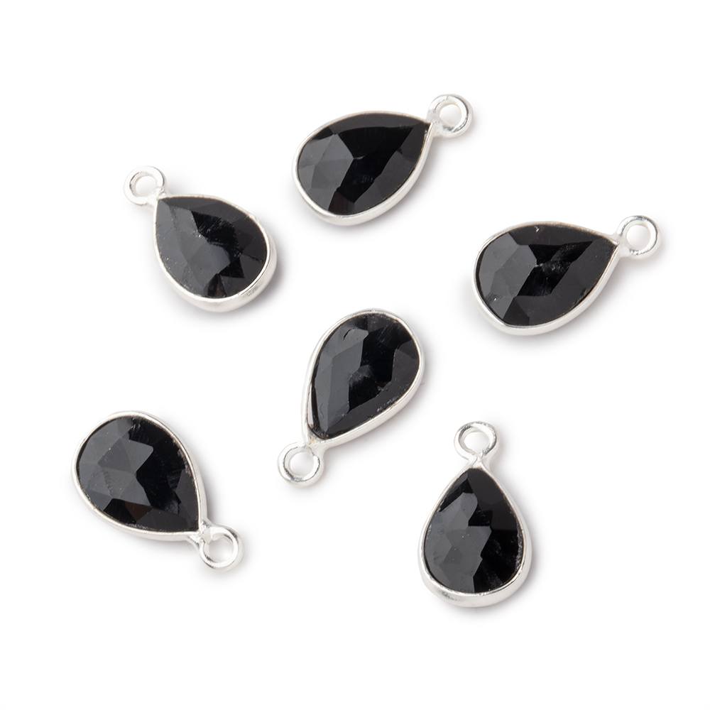 11x8mm Sterling Bezel Black Agate Faceted Pear Pendant 1 Focal piece (ONLINE ORDER ONLY)