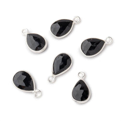 11x8mm Sterling Bezel Black Agate Faceted Pear Pendant 1 Focal piece (ONLINE ORDER ONLY)