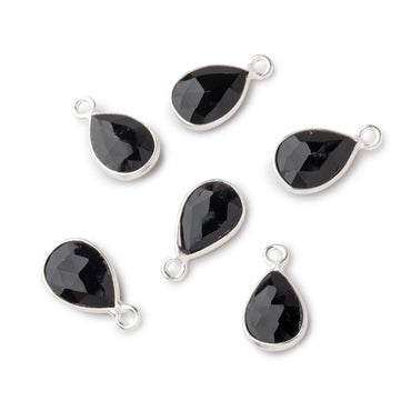 11x8mm Sterling Bezel Black Agate Faceted Pear Pendant 1 Focal piece (ONLINE ORDER ONLY)