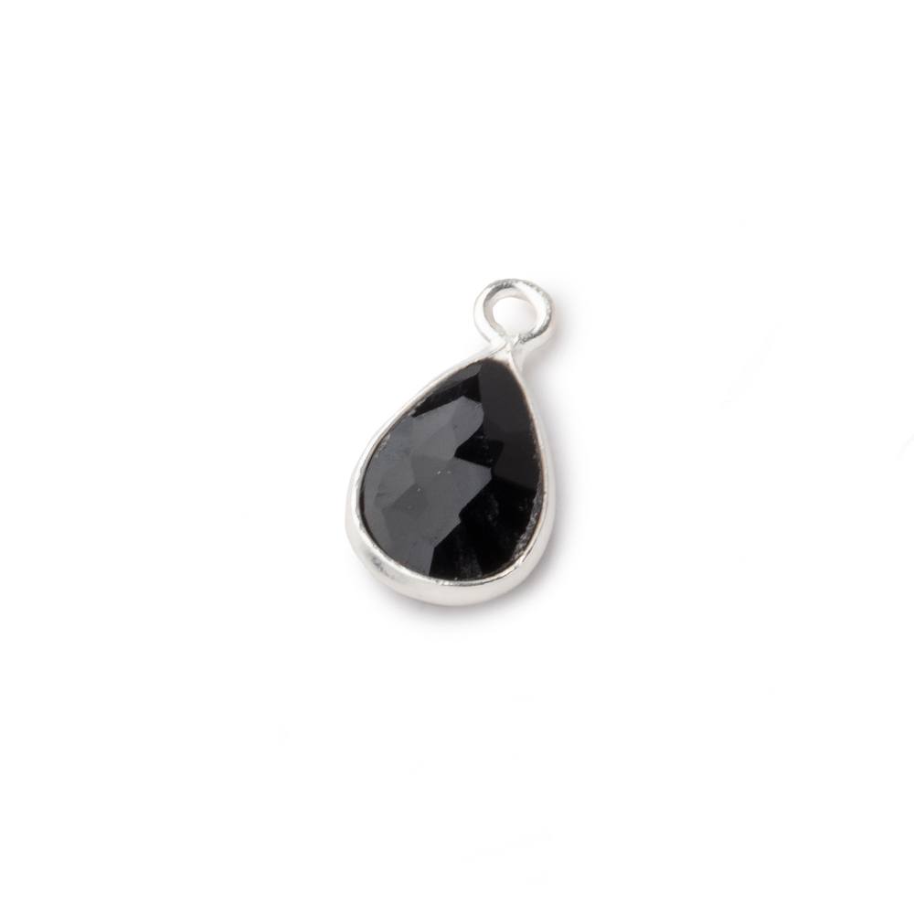 11x8mm Sterling Bezel Black Agate Faceted Pear Pendant 1 Focal piece (ONLINE ORDER ONLY)