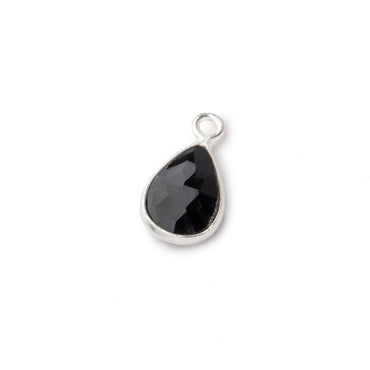 11x8mm Sterling Bezel Black Agate Faceted Pear Pendant 1 Focal piece (ONLINE ORDER ONLY)