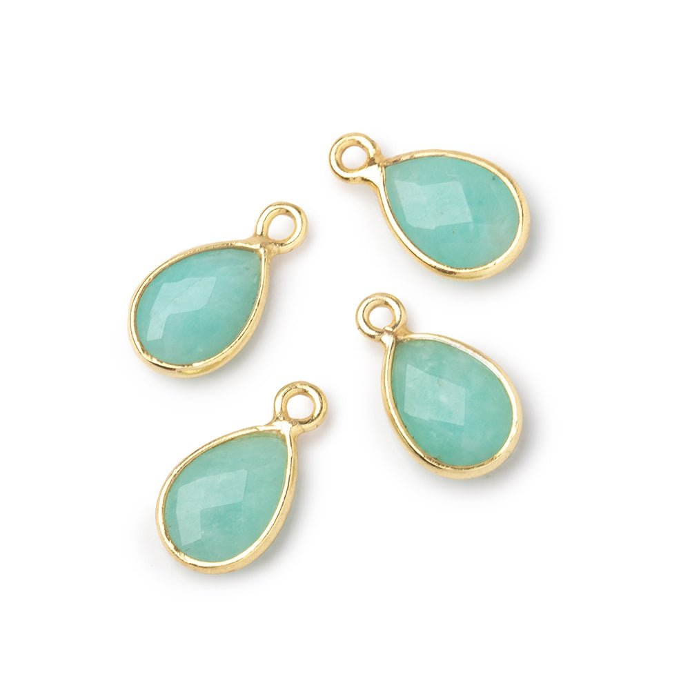 11x8mm Vermeil Bezel Amazonite Faceted Pear Focal Pendants Set of 4 pieces (ONLINE ORDER ONLY)