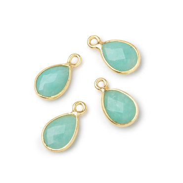 11x8mm Vermeil Bezel Amazonite Faceted Pear Focal Pendants Set of 4 pieces (ONLINE ORDER ONLY)