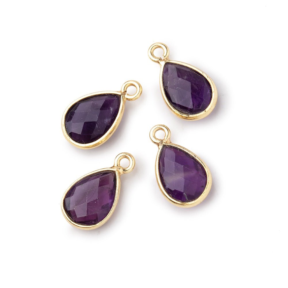 11x8mm Vermeil Bezel Amethyst Faceted Pear Focal Pendants Set of 4 pieces (ONLINE ORDER ONLY)