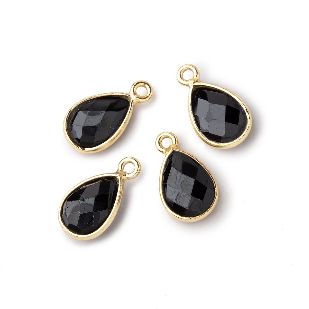 11x8mm Vermeil Bezel Black Onyx Faceted Pear Focal Pendants Set of 4 pieces (ONLINE ORDER ONLY)