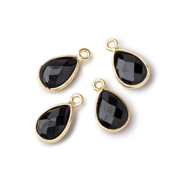 11x8mm Vermeil Bezel Black Onyx Faceted Pear Focal Pendants Set of 4 pieces (ONLINE ORDER ONLY)