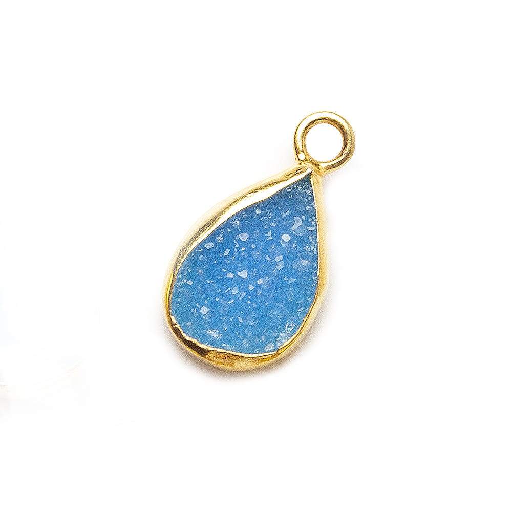 11x8mm Vermeil Bezel Blue Drusy Pear Pendant 1 piece (ONLINE ORDER ONLY)