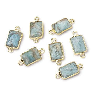 11x8mm Vermeil Bezel Blue Opal Faceted Rectangle 1 Connector (ONLINE ORDER ONLY)