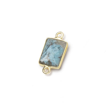 11x8mm Vermeil Bezel Blue Opal Faceted Rectangle 1 Connector (ONLINE ORDER ONLY)