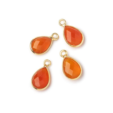 11x8mm Vermeil Bezel Carnelian Faceted Pear Focal Pendants Set of 4 pieces (ONLINE ORDER ONLY)