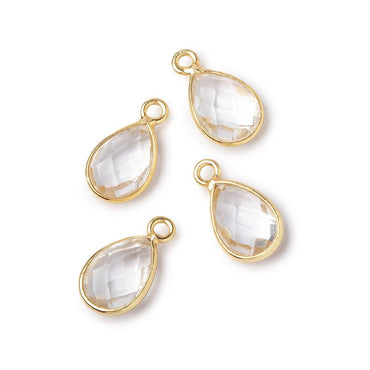 11x8mm Vermeil Bezel Crystal Quartz Faceted Pear Focal Pendants Set of 4 pieces (ONLINE ORDER ONLY)