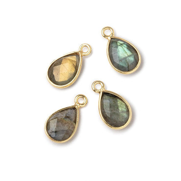11x8mm Vermeil Bezel Labradorite Faceted Pear Focal Pendants Set of 4 pieces (ONLINE ORDER ONLY)