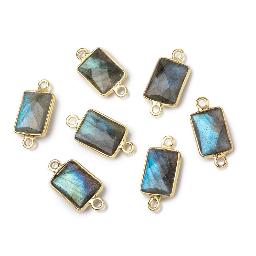 11x8mm Vermeil Bezel Labradorite Faceted Rectangle 1 Connector (ONLINE ORDER ONLY)