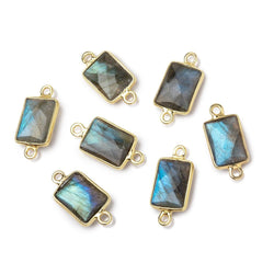 11x8mm Vermeil Bezel Labradorite Faceted Rectangle 1 Connector (ONLINE ORDER ONLY)