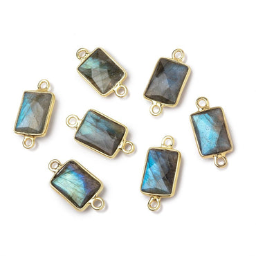 11x8mm Vermeil Bezel Labradorite Faceted Rectangle 1 Connector (ONLINE ORDER ONLY)