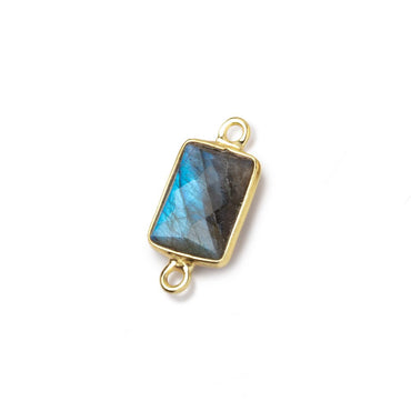 11x8mm Vermeil Bezel Labradorite Faceted Rectangle 1 Connector (ONLINE ORDER ONLY)