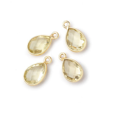 11x8mm Vermeil Bezel Lemon Quartz Faceted Pear Focal Pendants Set of 4 pieces (ONLINE ORDER ONLY)