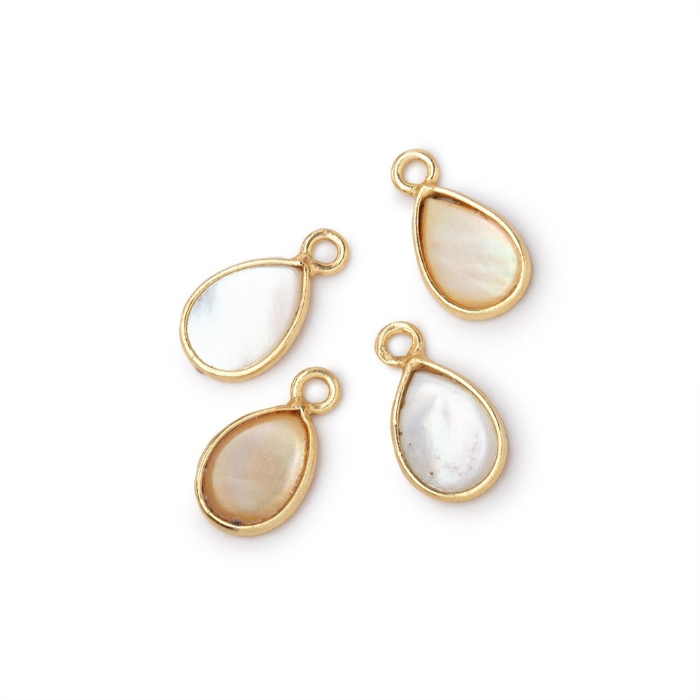 11x8mm Vermeil Bezel Mother of Pearl Pear Focal Pendants Set of 4 pieces (ONLINE ORDER ONLY)