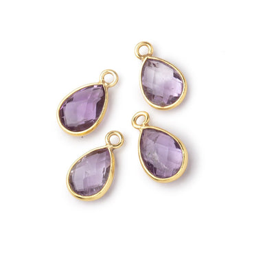 11x8mm Vermeil Bezel Pink Amethyst Faceted Pear Focal Pendants Set of 4 pieces (ONLINE ORDER ONLY)