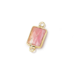 11x8mm Vermeil Bezel Pink Peruvian Opal Faceted Rectangle 1 Connector (ONLINE ORDER ONLY)