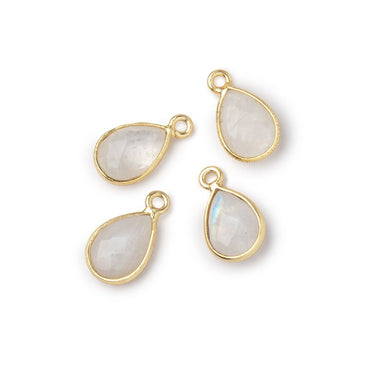 11x8mm Vermeil Bezel Rainbow Moonstone Faceted Pear Focal Pendants Set of 4 pieces (ONLINE ORDER ONLY)