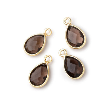 11x8mm Vermeil Bezel Smoky Quartz Faceted Pear Focal Pendants Set of 4 pieces (ONLINE ORDER ONLY)
