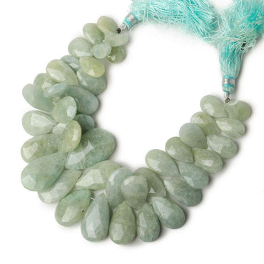 11x8x4-23x15x6mm Milky Aquamarine Pear Briolettes 6.75 inch 39 beads A (ONLINE ORDER ONLY)
