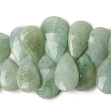 11x8x4-23x15x6mm Milky Aquamarine Pear Briolettes 6.75 inch 39 beads A (ONLINE ORDER ONLY)