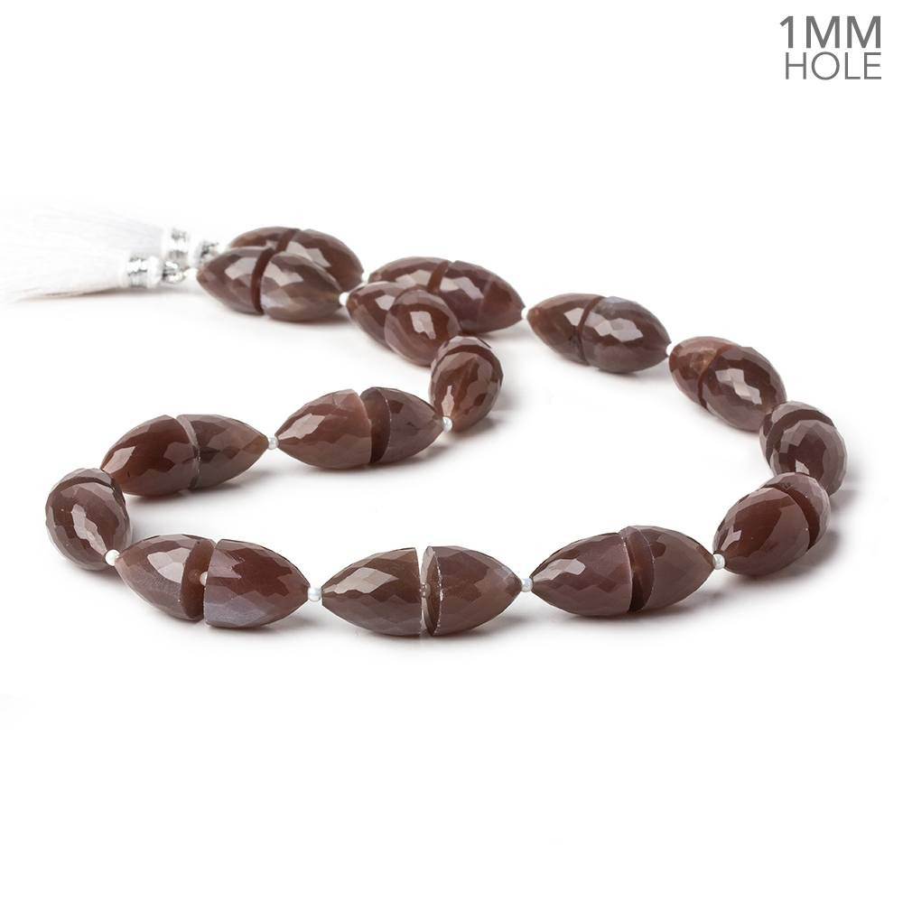 11x9-12x11mm Chocolate Moonstone straight drilled large hole Faceted Cones 30 beads AA (ONLINE ORDER ONLY)