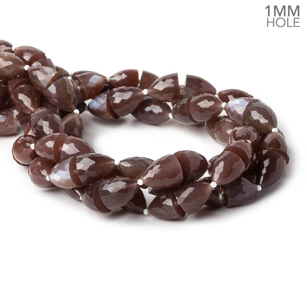 11x9-12x11mm Chocolate Moonstone straight drilled large hole Faceted Cones 30 beads AA (ONLINE ORDER ONLY)