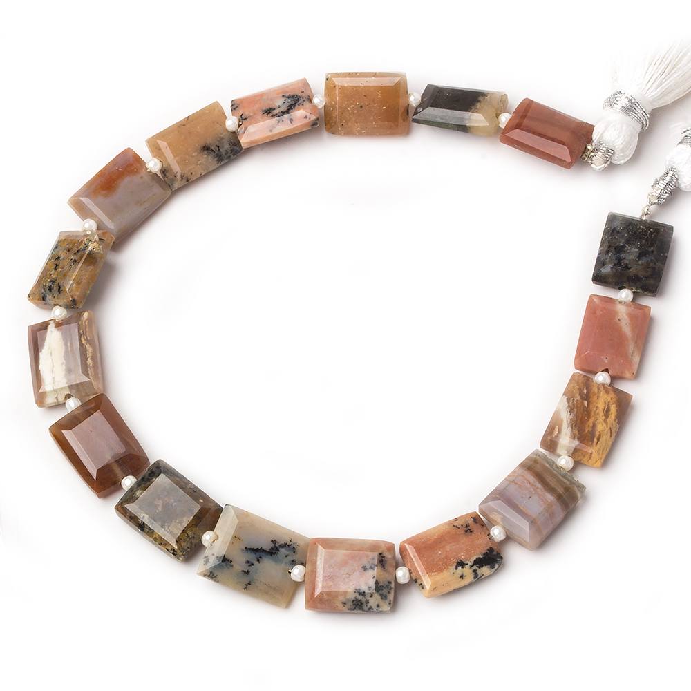 11x9-12x8mm Multi Gemstone bevel faceted rectangle beads 8 inch 14 pieces (ONLINE ORDER ONLY)