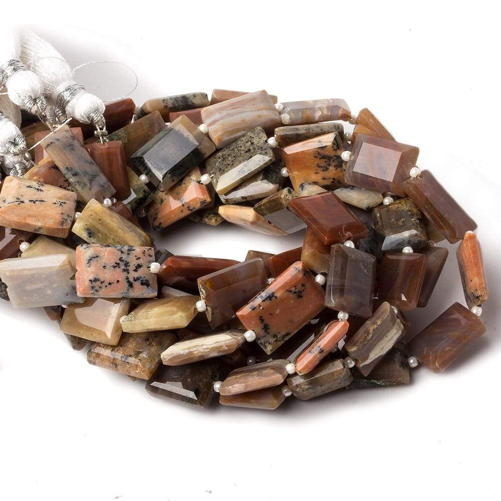 11x9-12x8mm Multi Gemstone bevel faceted rectangle beads 8 inch 14 pieces (ONLINE ORDER ONLY)