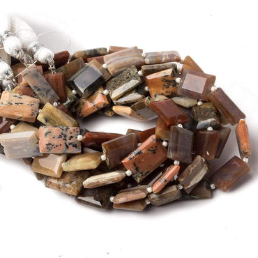 11x9-12x8mm Multi Gemstone bevel faceted rectangle beads 8 inch 14 pieces (ONLINE ORDER ONLY)