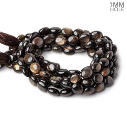 11x9-12x9mm Golden Sheen Chocolate Sapphire Plain Ovals 16 inch 38 beads A 1mm large hole (ONLINE ORDER ONLY)