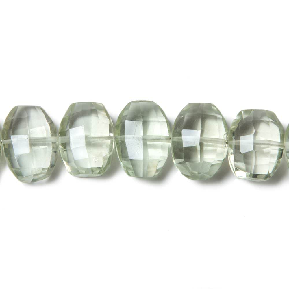 11x9-12x9mm Prasiolite side drilled Faceted Cushion Beads 6 inch 15 pieces (ONLINE ORDER ONLY)