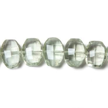 11x9-12x9mm Prasiolite side drilled Faceted Cushion Beads 6 inch 15 pieces (ONLINE ORDER ONLY)