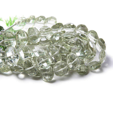 11x9-12x9mm Prasiolite side drilled Faceted Cushion Beads 6 inch 15 pieces (ONLINE ORDER ONLY)