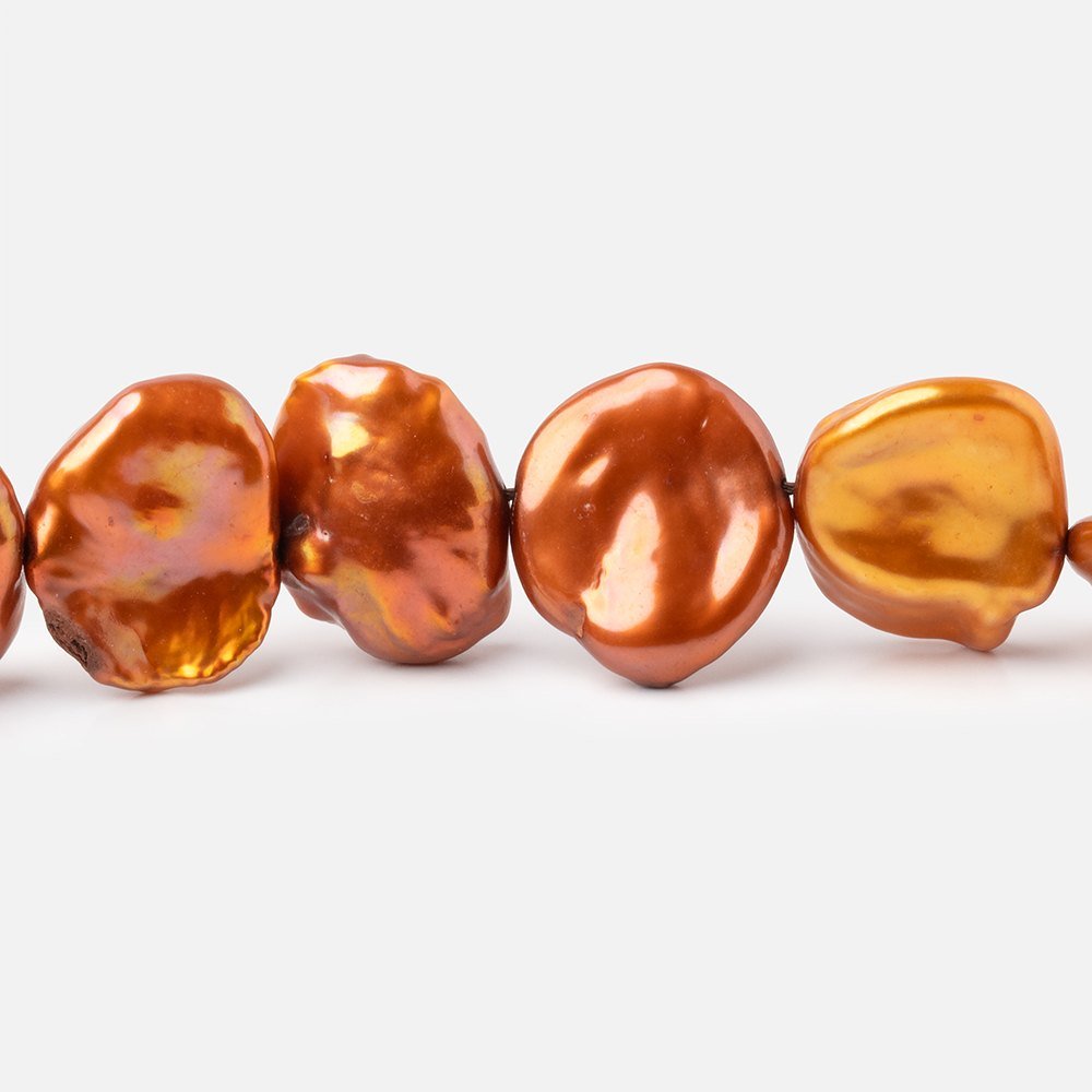 Burnt Orange Keshi Freshwater Pearls 15.5 inch 33 Beads AA (ONLINE ORDER ONLY)