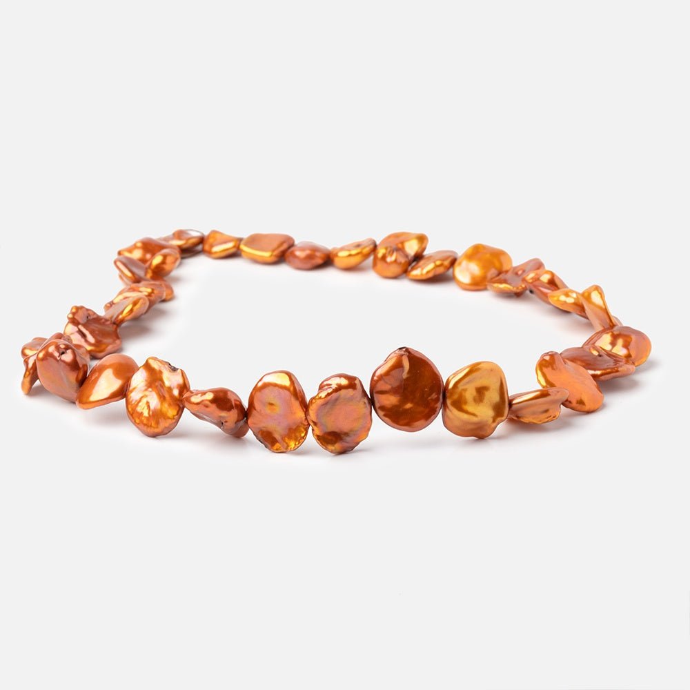 Burnt Orange Keshi Freshwater Pearls 15.5 inch 33 Beads AA (ONLINE ORDER ONLY)