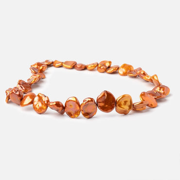 Burnt Orange Keshi Freshwater Pearls 15.5 inch 33 Beads AA (ONLINE ORDER ONLY)
