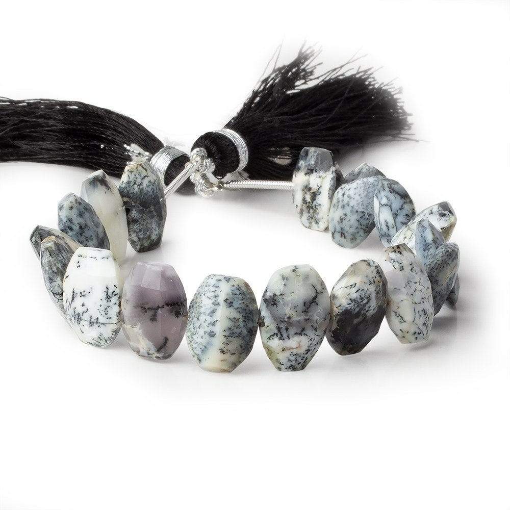 11x9-13.5x9mm Dendritic Opal Side Drilled Faceted Cushion 6 inch 15 beads (ONLINE ORDER ONLY)